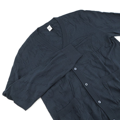 Berluti Scritto Jacquard Cardigan Size M Cold Night BlueR27KCL81 Silk55% Cotton45%