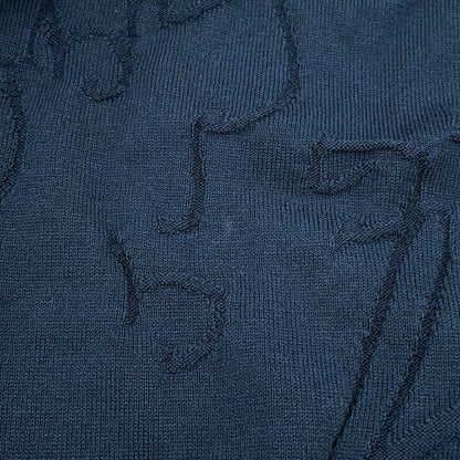 Berluti Scritto Jacquard Cardigan Size M Cold Night BlueR27KCL81 Silk55% Cotton45%
