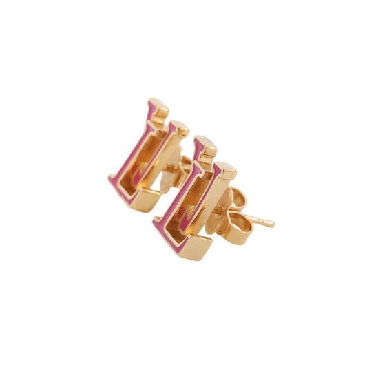 LOUIS VUITTON Earrings・LV Iconic Enamel Rose BallerineM01721 Gold Plated Enamel