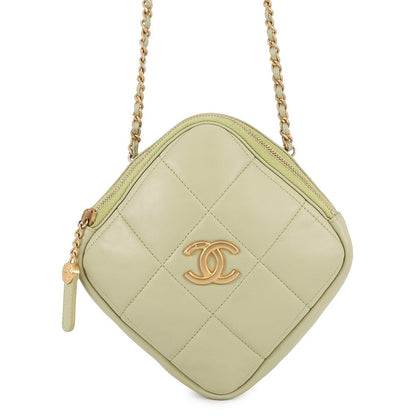CHANEL CC Logo Matelasse Chain Shoulder Bag Light GreenAS2201 Lambskin