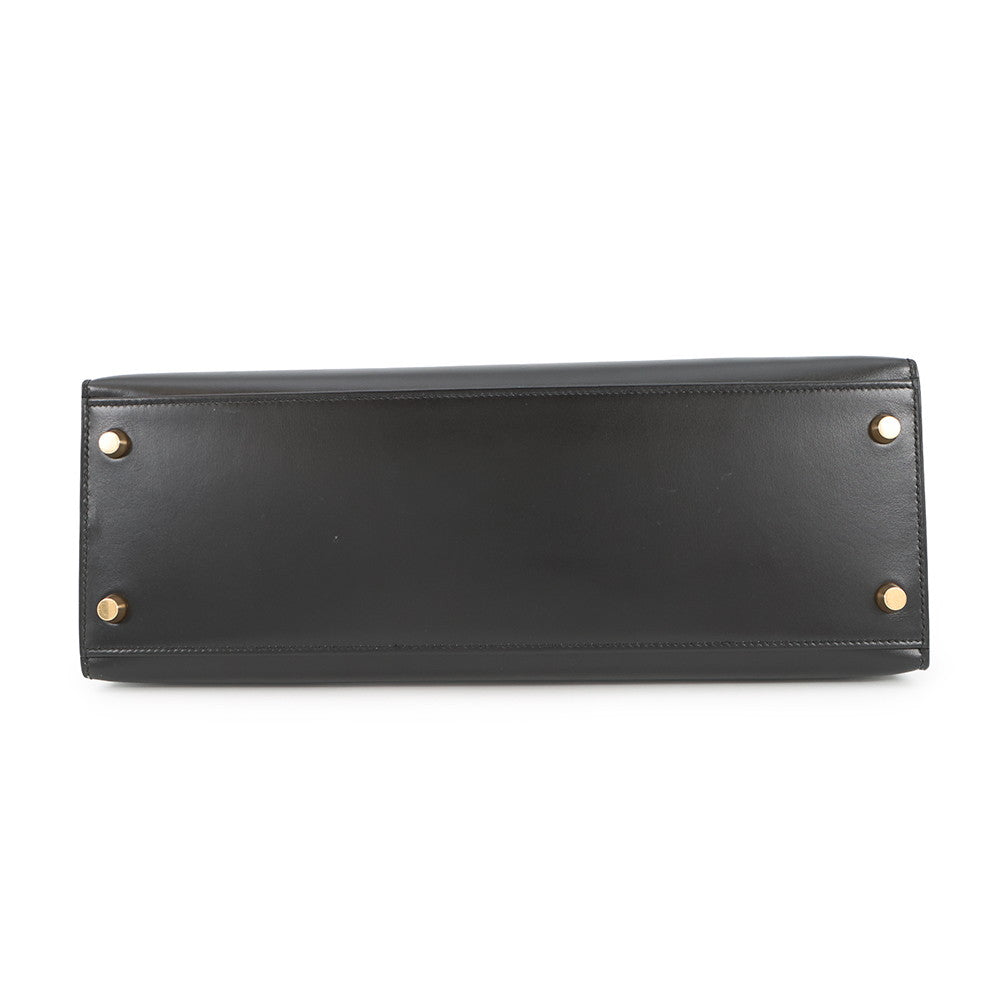 HERMES Kelly Sellier Black Box Calf Leather Size 32