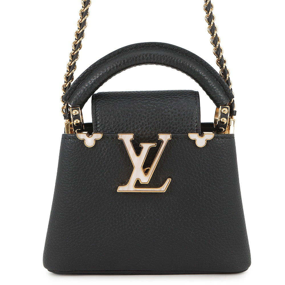 LOUIS VUITTON Capucines NoirM10166 Taurillon Leather Size NANO