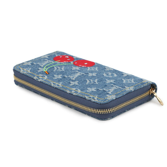 LOUIS VUITTON LV × TM Zippy Wallet BlueM23161 Monogram Cherry Denim