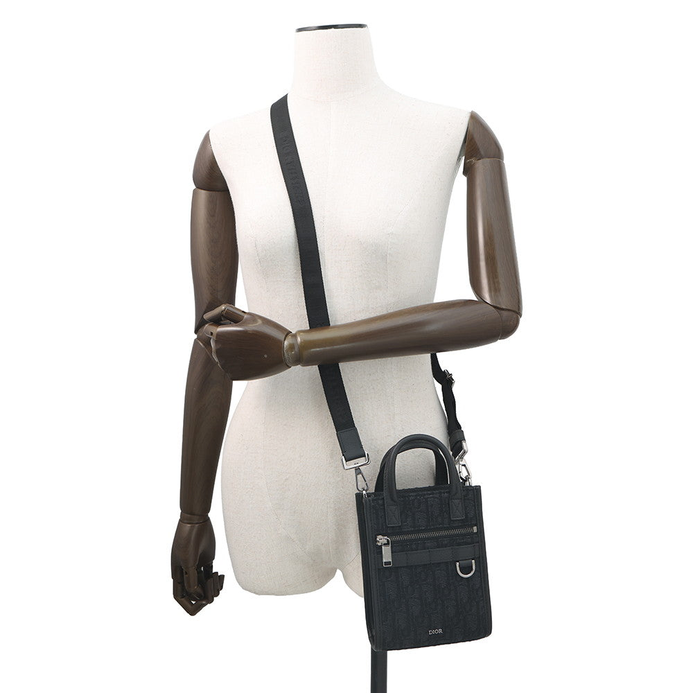 Dior Oblique Safari North-South 2-Way Shoulder Bag Black2ESWS017YKY Canvas Leather Size Mini
