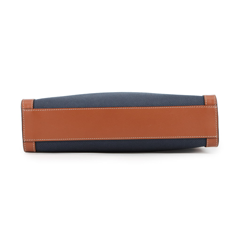 CELINE Vertical hippopotamus Navy/Brown192082 Canvas Leather Size Small