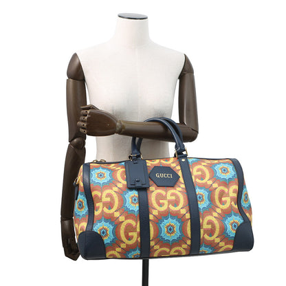 GUCCI GG Kaleidoscope Travel Bag 100th Anniversary Model Yellow/Navy647815 PVC Leather