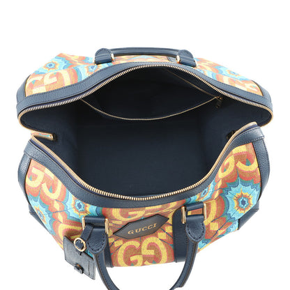 GUCCI GG Kaleidoscope Travel Bag 100th Anniversary Model Yellow/Navy647815 PVC Leather