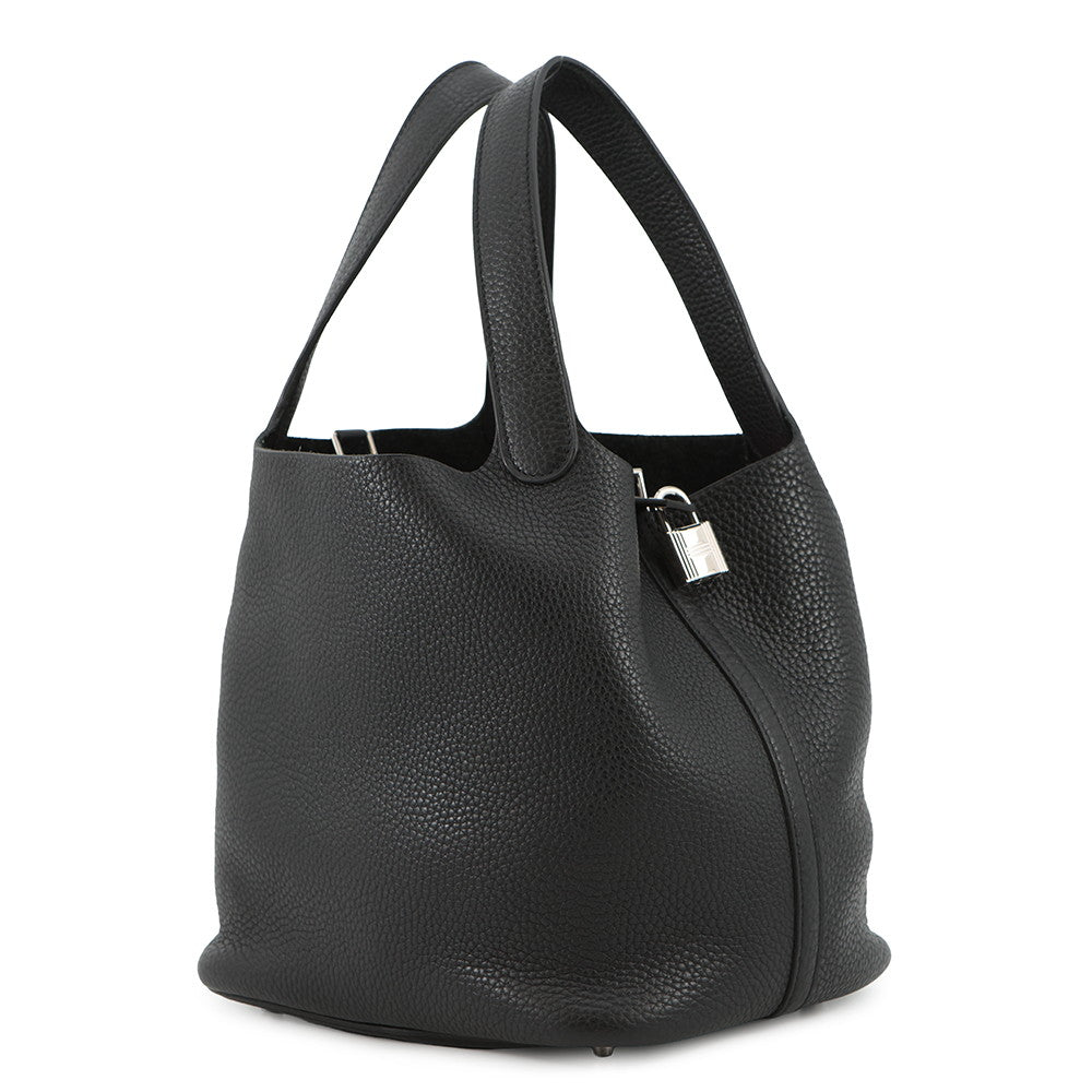 HERMES Picotin Lock Black Taurillon Clemence Size MM