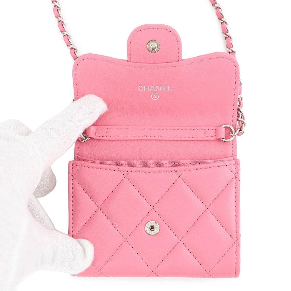 CHANEL Matelasse ChainShoulder Coin purse PinkAP2569 Lambskin