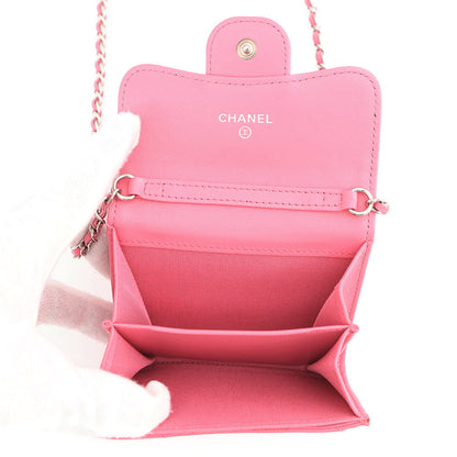 CHANEL Matelasse ChainShoulder Coin purse PinkAP2569 Lambskin