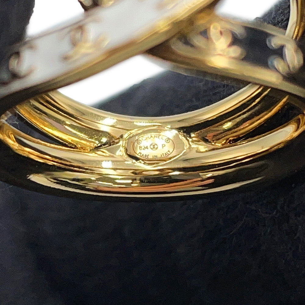 CHANEL CC logo Ring Size Approximately No. 12 Black/WhiteABD000 Gold Plated