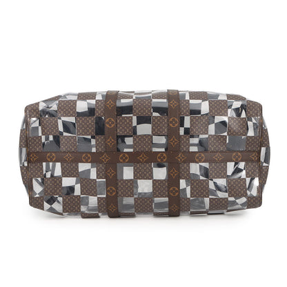 LOUIS VUITTON Keepall Bandouliere Travel Bag 22AW Brown/TransparentM20864 Monogram Chess PVC Size 50
