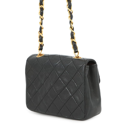 CHANEL Matelasse ChainShoulder Black Lambskin Size Mini mini
