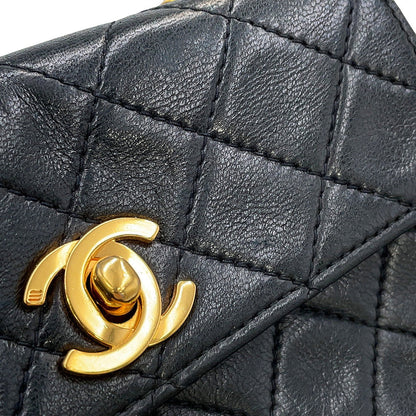CHANEL Matelasse ChainShoulder Black Lambskin Size Mini mini