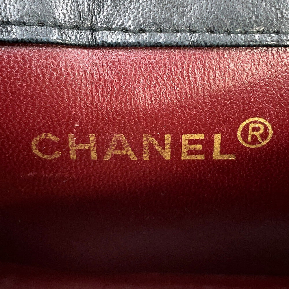 CHANEL Matelasse ChainShoulder Black Lambskin Size Mini mini