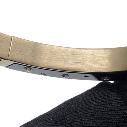 CHANEL Rhinestone Bangle Black Metal