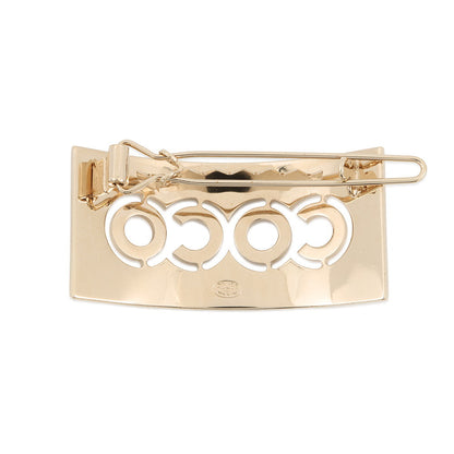 CHANEL COCO Barrette Champagne Gold/Pink Metal Rhinestone