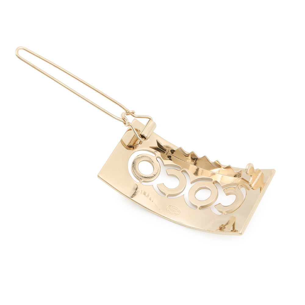 CHANEL COCO Barrette Champagne Gold/Pink Metal Rhinestone