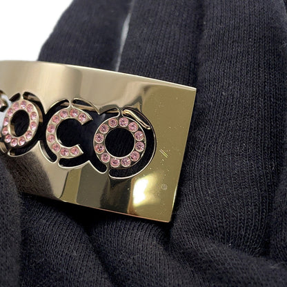 CHANEL COCO Barrette Champagne Gold/Pink Metal Rhinestone