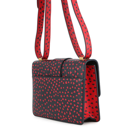 Dior Montaigne Heart Shoulder Bag Navy/Red Leather Size 30