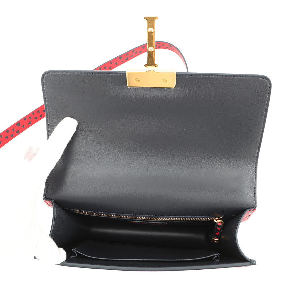 Dior Montaigne Heart Shoulder Bag Navy/Red Leather Size 30