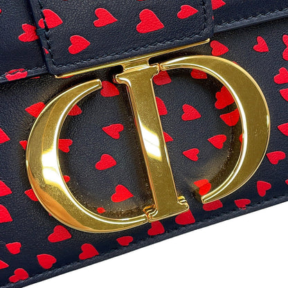 Dior Montaigne Heart Shoulder Bag Navy/Red Leather Size 30