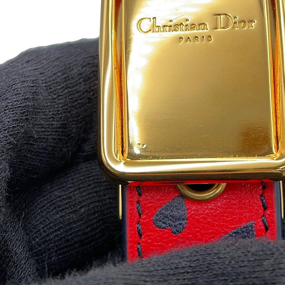 Dior Montaigne Heart Shoulder Bag Navy/Red Leather Size 30