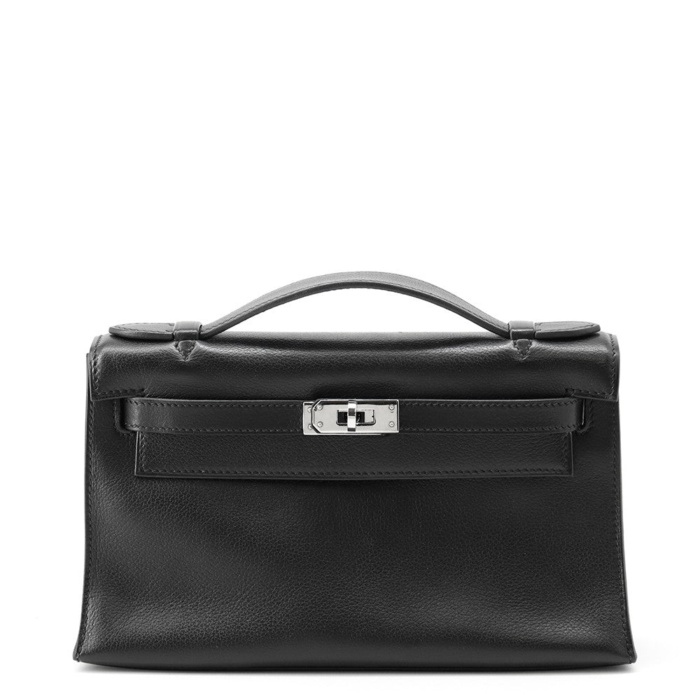 HERMES PochetteKelly Black Evergrain