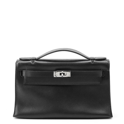 HERMES PochetteKelly Black Evergrain