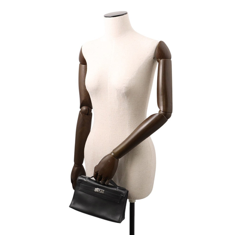 HERMES PochetteKelly Black Evergrain