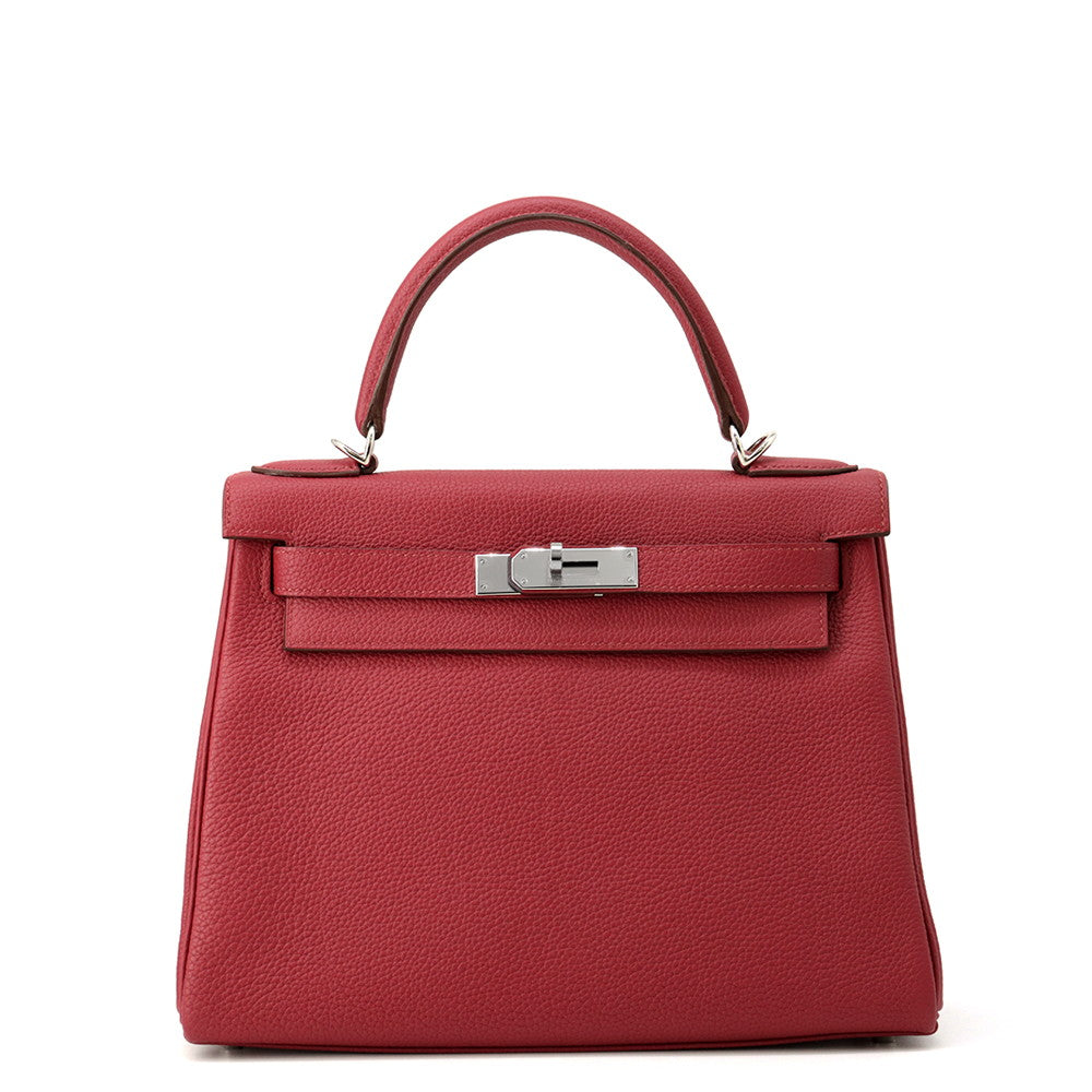 HERMES Kelly Retourne Ruby Togo Leather Size 28