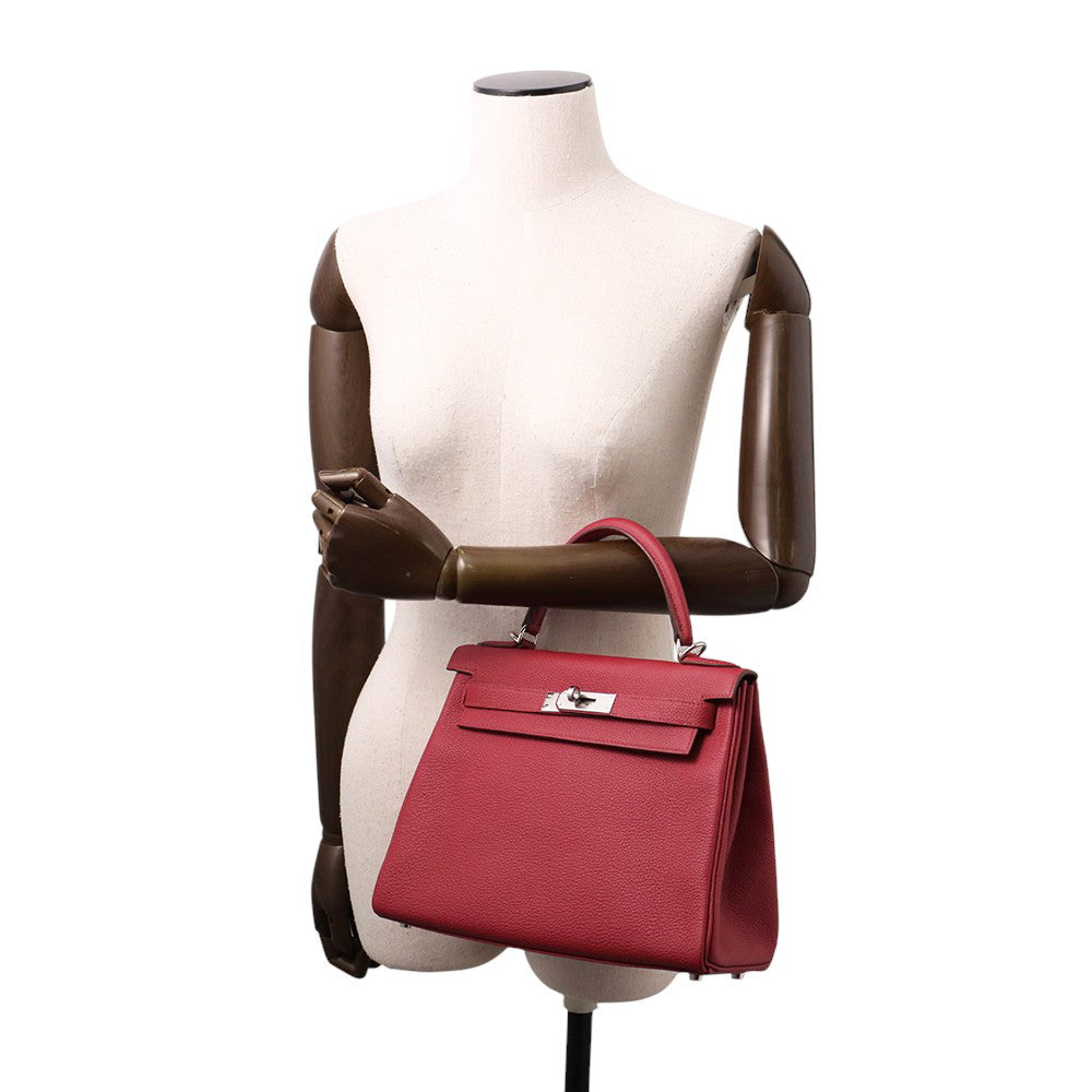 HERMES Kelly Retourne Ruby Togo Leather Size 28