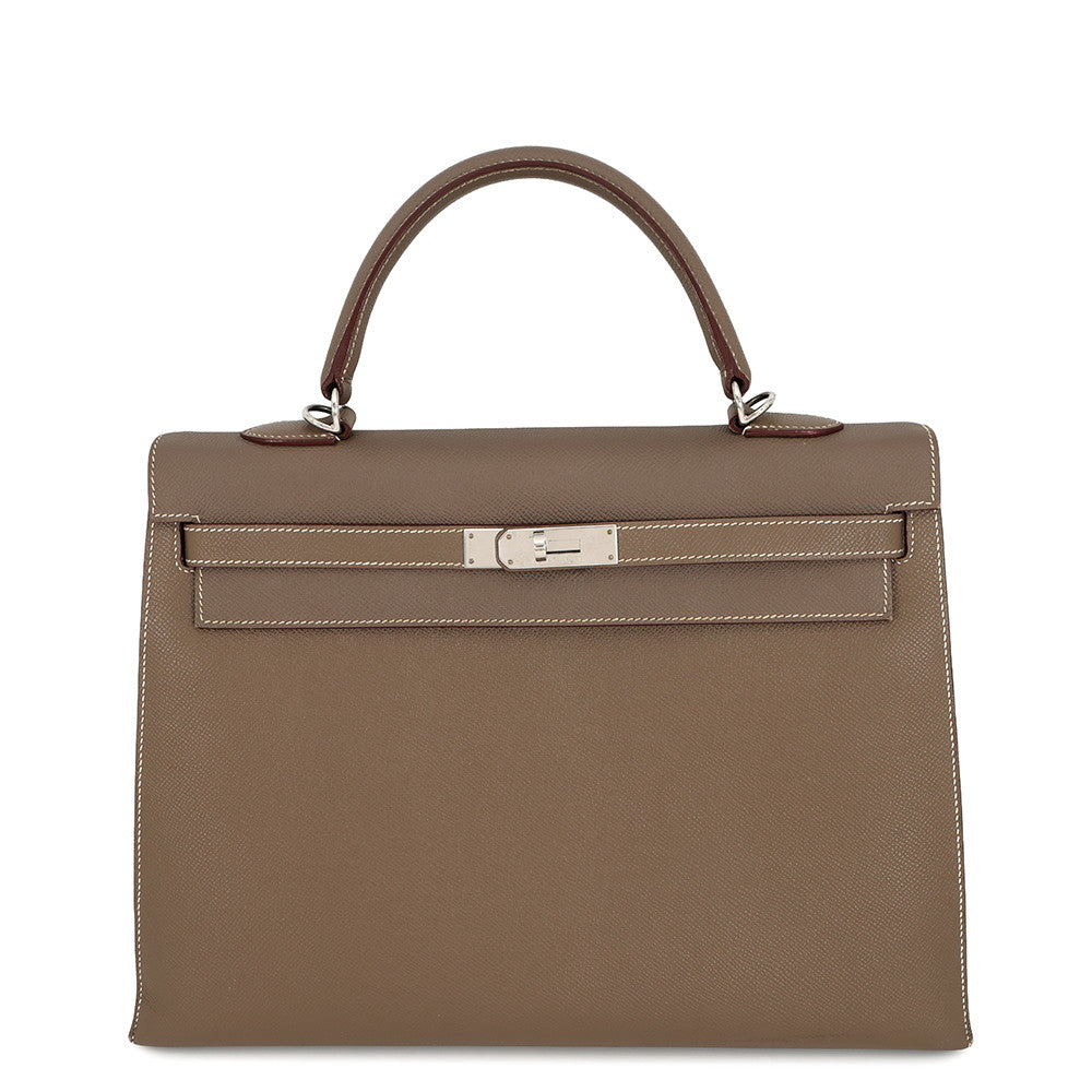 HERMES Kelly Sellier Etoupe/Ruby Epsom Size 35