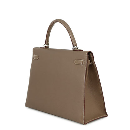 HERMES Kelly Sellier Etoupe/Ruby Epsom Size 35