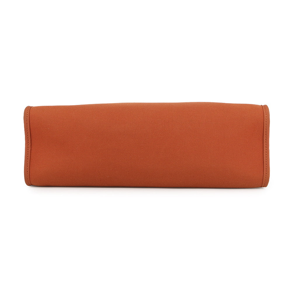 HERMES Herbag zip Orange/Natural Toile H Vache Hunter Leather Size PM