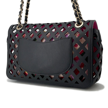 CHANEL Punching Chain Shoulder Bag Black/PinkAS2376 Calf Leather Size 25