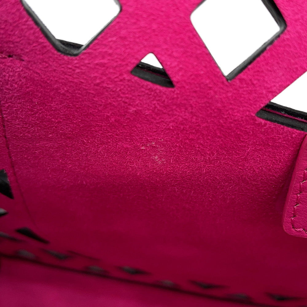 CHANEL Punching Chain Shoulder Bag Black/PinkAS2376 Calf Leather Size 25