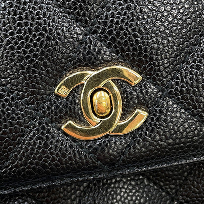 CHANEL Matelasse Top Handle Bag BlackA12397 Caviar Leather