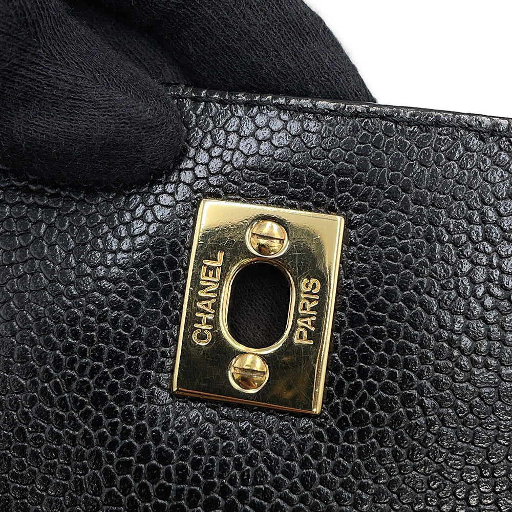 CHANEL Matelasse Top Handle Bag BlackA12397 Caviar Leather