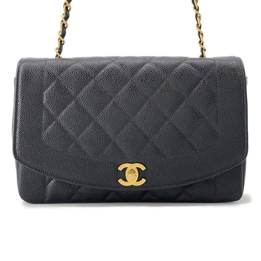 CHANEL Diana Chain Shoulder Bag BlackA01165 Caviar Leather Size 25