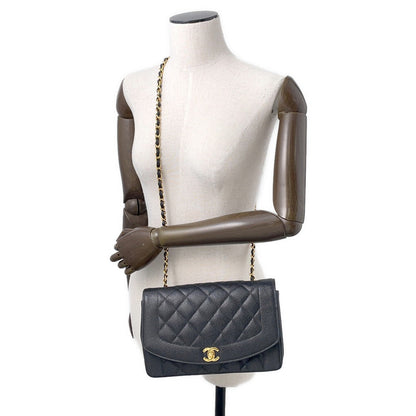 CHANEL Diana Chain Shoulder Bag BlackA01165 Caviar Leather Size 25
