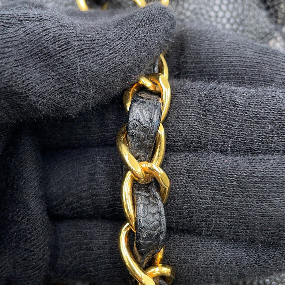 CHANEL Diana Chain Shoulder Bag BlackA01165 Caviar Leather Size 25