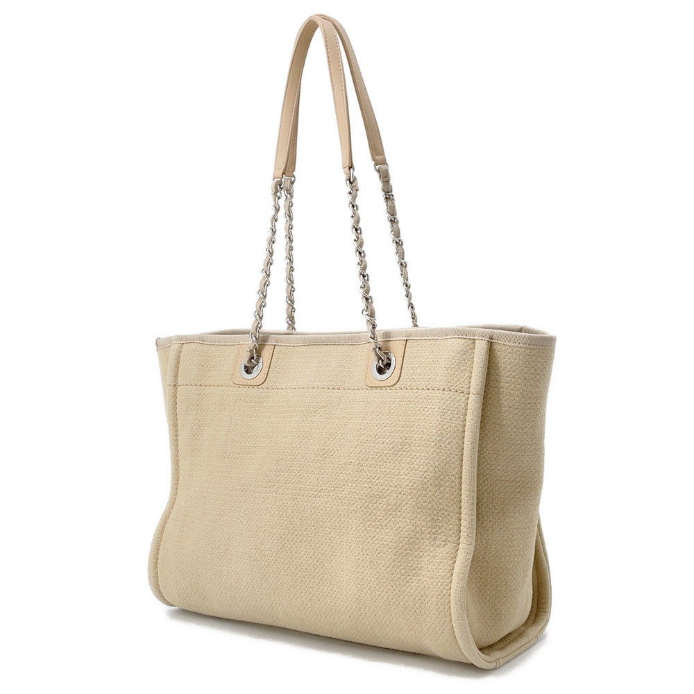 CHANEL Deauville Tote Bag BeigeA67001 Canvas Size MM