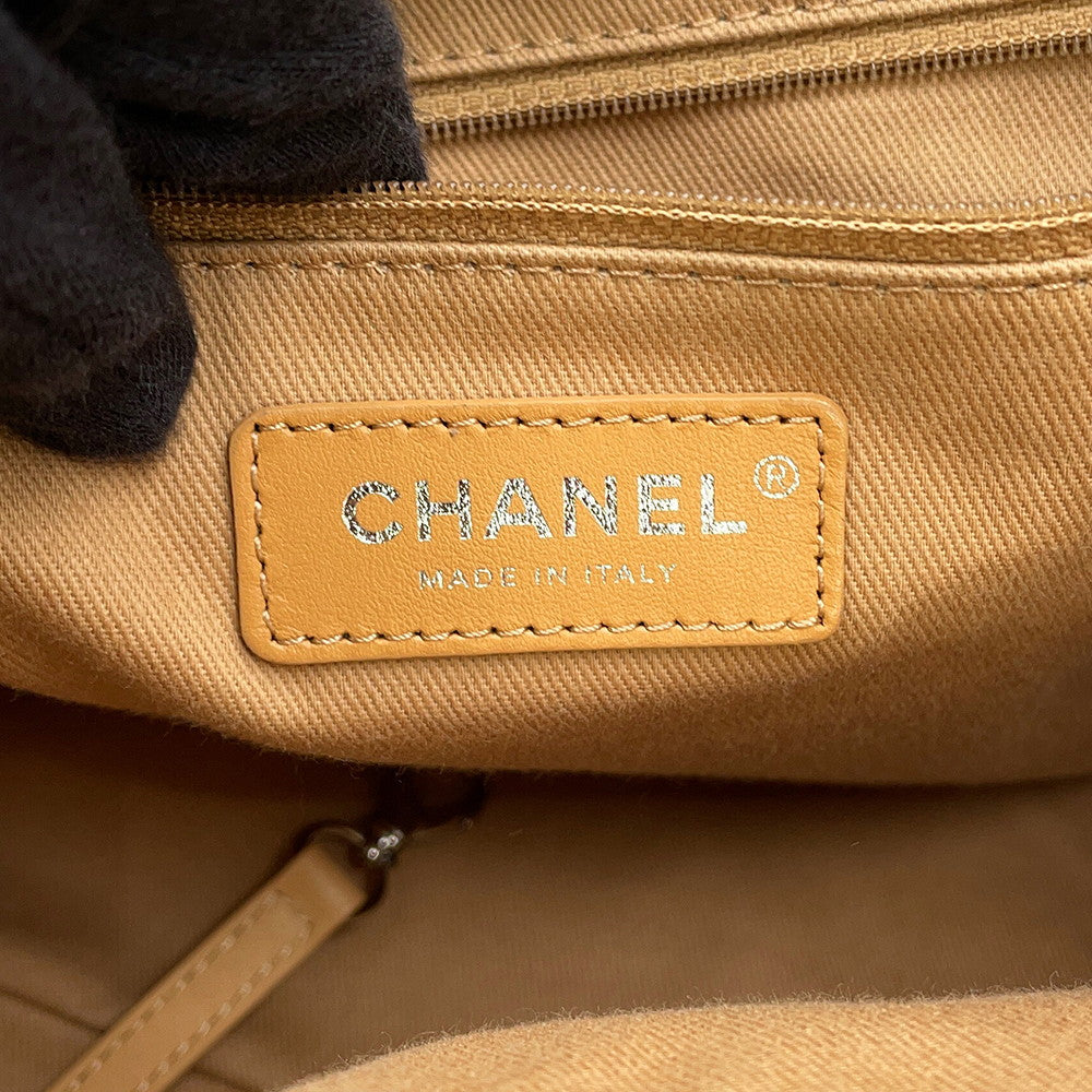 CHANEL Deauville Tote Bag BeigeA67001 Canvas Size MM