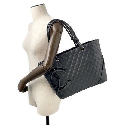 CHANEL Cambon line Tote Bag BlackA25169 Lambskin Size Large