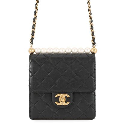 CHANEL Pearl Chain Shoulder Bag BlackAS0584 Lambskin