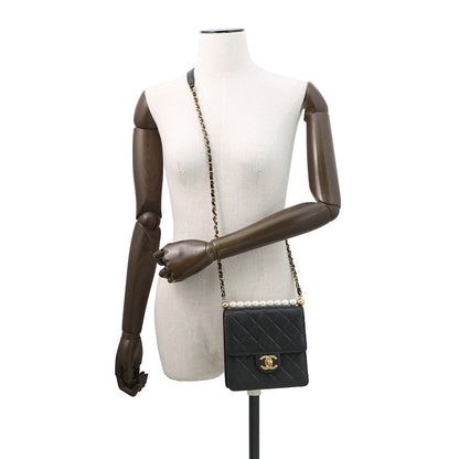 CHANEL Pearl Chain Shoulder Bag BlackAS0584 Lambskin