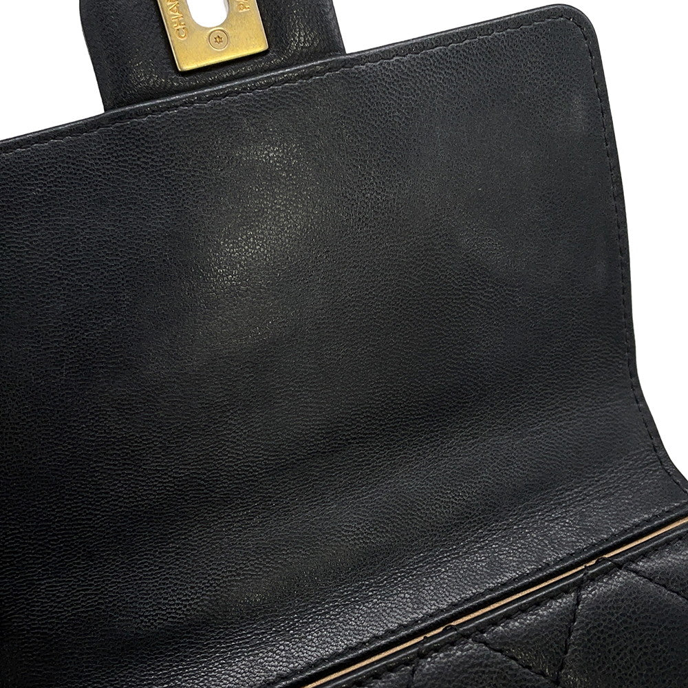 CHANEL Pearl Chain Shoulder Bag BlackAS0584 Lambskin