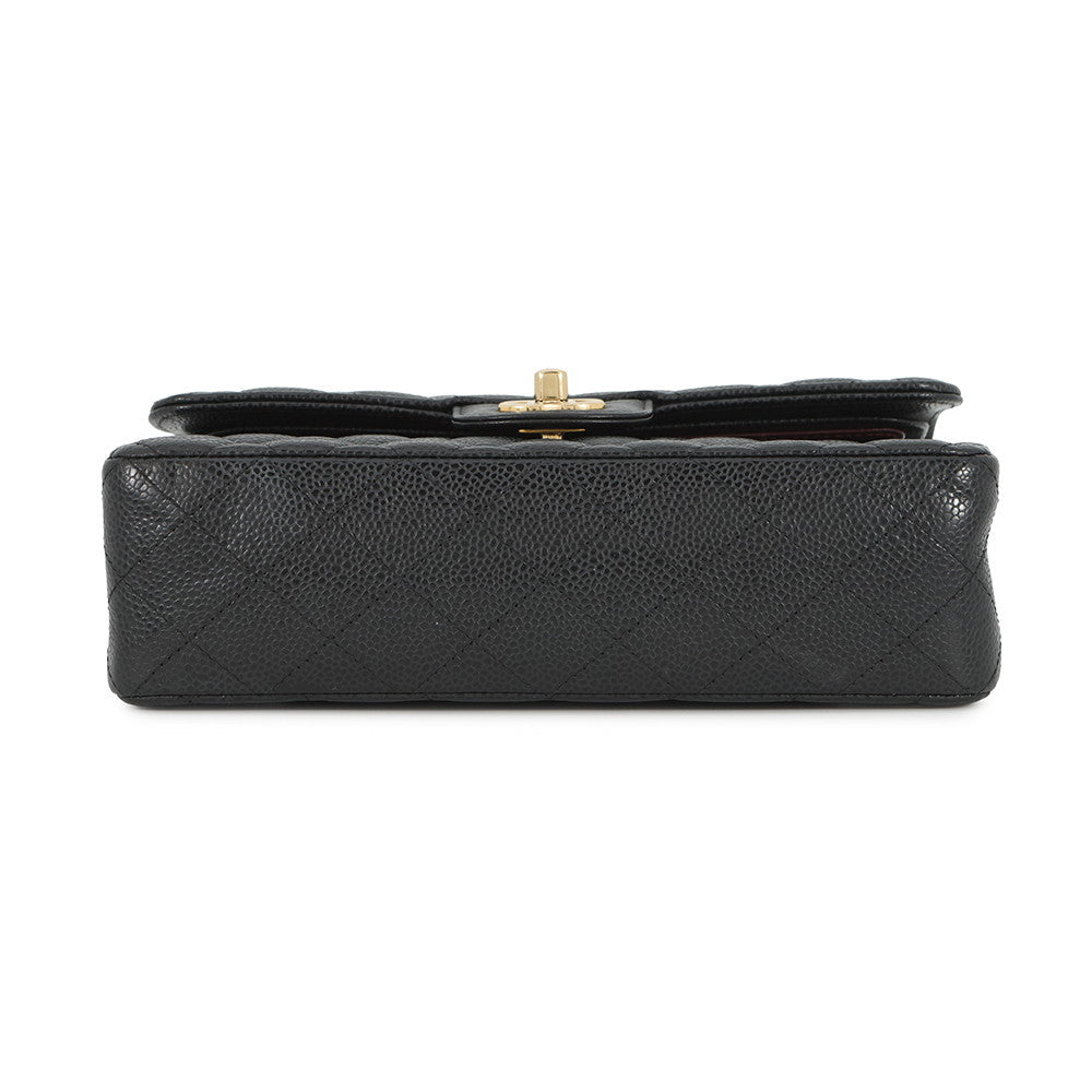 CHANEL Matelasse Double Flap Chain Shoulder Bag BlackA01113 Caviar Leather Size 23