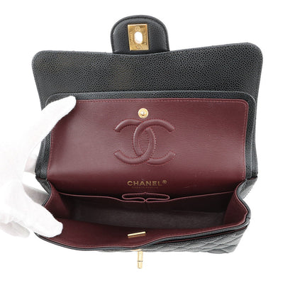 CHANEL Matelasse Double Flap Chain Shoulder Bag BlackA01113 Caviar Leather Size 23